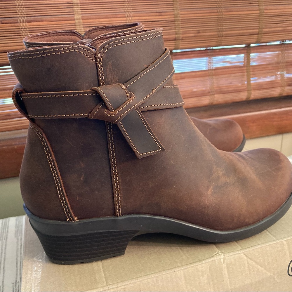 Clarks Brown Ankle Boots with Decorative Strap